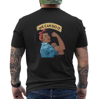 We Can Do It Black Rosie The Riveter Feminist Rosey Rosy Men's T-shirt Back Print - Monsterry