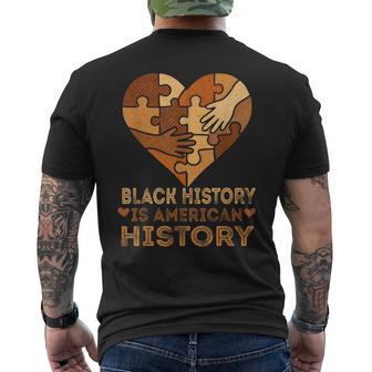 Black History Is American History Heart African American Bhm Men's T-shirt Back Print - Thegiftio UK