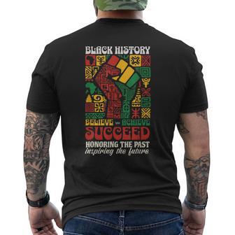 Black History Month African Believe Achieve Succeed Melanin Men's T-shirt Back Print - Thegiftio UK