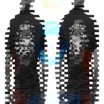 Blue Lions Salty Wearing Hat Salty Cool Lions Strong Lions Men's T-shirt Back Print - Monsterry