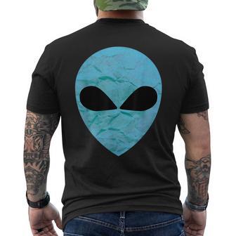 Blue Sci-Fi Ufo Flying Alien Face Cosmic Extraterrestrial Men's T-shirt Back Print - Thegiftio UK
