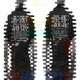 Bluegrass Music Guitar Player And Banjo Instrument Men's Back Print T-Shirt | Mazezy