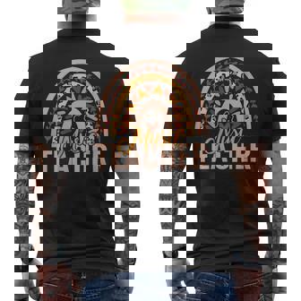 Boho Rainbow Leopard Print Hearts Music Teacher Appreciation Men's Back Print T-Shirt | Mazezy