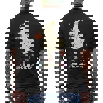 Boo Roller Skating Hippie Ghost Love Roller Skate Halloween Men's Back Print T-Shirt | Mazezy