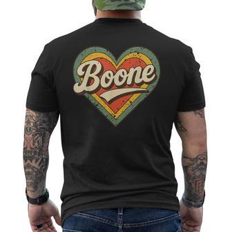 Boone Retro Vintage Heart Love Typography Men's T-shirt Back Print - Monsterry