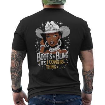 Boots And Bling It's Cowgirl Thing Western Country Melanin Men's T-shirt Back Print - Monsterry
