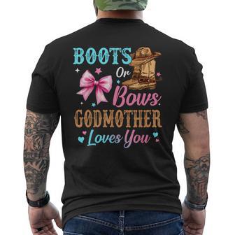 Boots Or Bows Godmother Loves You Gender Reveal Family Men's T-shirt Back Print - Monsterry