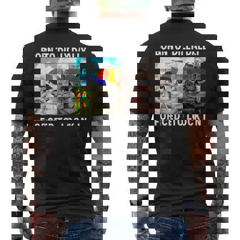 Born To Dilly Dally Forced To Lock In Cat Meme Men's T-shirt Back Print - Monsterry