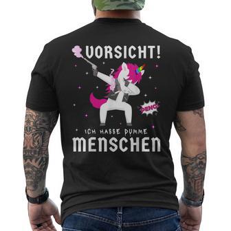 Böses Einhornarkasmus & Ironie Ich Hasse Dumme Menschen T-Shirt mit Rückendruck - Geschenkecke