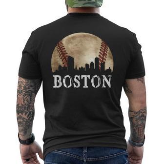 Boston Skyline City Vintage Baseball Lover Men's T-shirt Back Print - Thegiftio UK