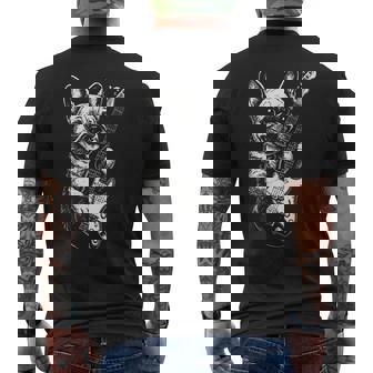 Bouledogue Français Guitare Musique Métal Musique Rock T-shirt imprimé au dos - Cadeauxyz