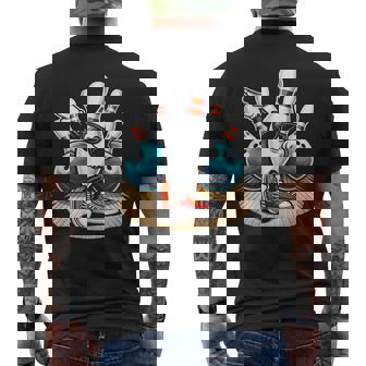 Bowling Pin Dabbing Sunglasses Bowler Player 2 Pins And Ball Men's T-shirt Back Print - Monsterry