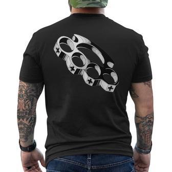 Brass Knuckles Blackwork Tattoo Flash Men's T-shirt Back Print - Thegiftio UK