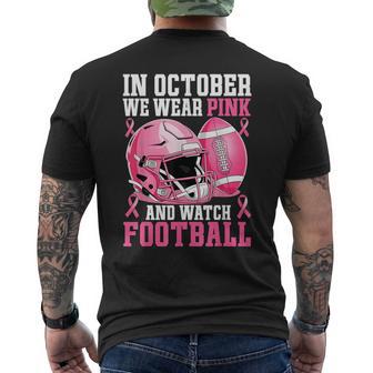 Breast Cancer Awareness Football In October We Wear Pink Men's T-shirt Back Print - Thegiftio UK