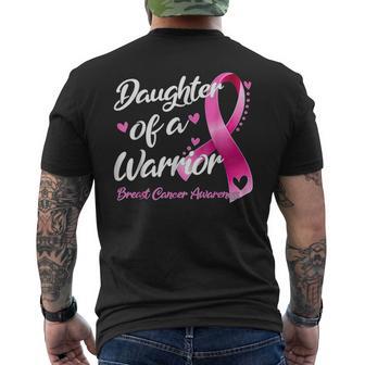 Breast Cancer Fighter Awareness Daughter Of A Warrior Men's T-shirt Back Print - Thegiftio UK