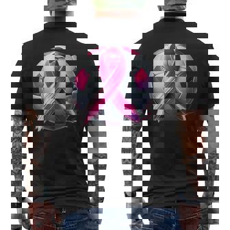 Breast Cancer Soccer Ball Pink Ribbon Kick For A Cure Men's T-shirt Back Print - Monsterry