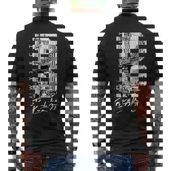 Brooklyn Street Inside Bold Letter B Vintage New York Travel Men's T-shirt Back Print | Mazezy