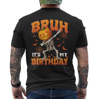 Bruh It's My Birthday Halloween Jack O Lantern Dabbing Boys Men's T-shirt Back Print - Thegiftio