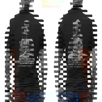 Buddha Statue Smile And Let Karma Handle It Meditate Men's T-shirt Back Print - Monsterry