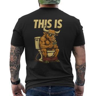 This Is Bull Is Sitting On A Toilet Vintage Bull Men's T-shirt Back Print - Thegiftio UK