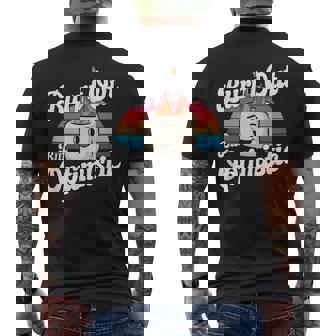 Burnt Out But Optimistic Happy Flaming Marshmallow Men's T-shirt Back Print | Mazezy