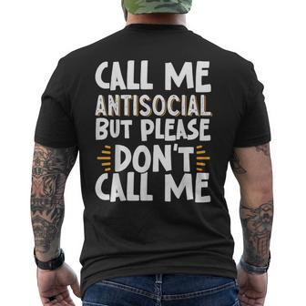 Call Me Antisocial But Please Dont Call Me T-shirt da uomo con stampa posteriore - Novitaregali