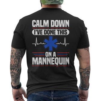 Calm Down I've Done This On A Mannequin Emt Men's T-shirt Back Print - Thegiftio UK