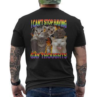 Can't Stop Having Gay Thoughts Cat Meme Bootleg Men's T-shirt Back Print - Thegiftio UK