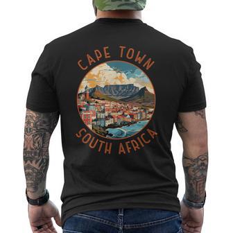 Cape Town South Africa Retro Distressed Circle Travel Men's T-shirt Back Print - Thegiftio