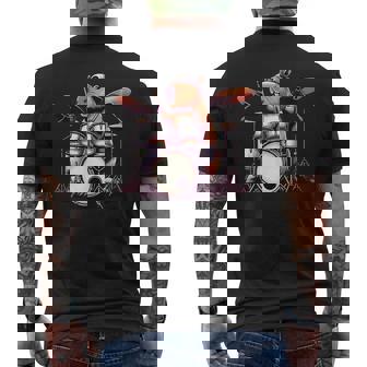 Capybara Playing Drums Drumming Lover Graphic Drummer Men's T-shirt Back Print - Thegiftio