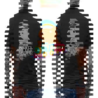 Capybara Riding Train Cute Kawaii Cartoon Rail Adventure メンズTシャツ バックプリント - Kawaiitshirt