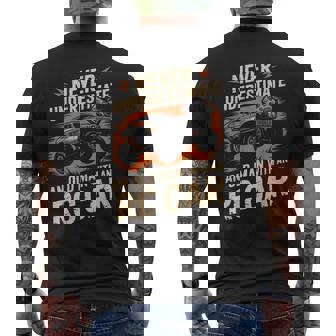 Car Racing Remote Control Old Man With RC Car Men's Back Print T-Shirt | Mazezy