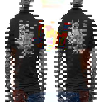 Cat Brick Master Builder Block Building Brick Builder Men's T-shirt Back Print - Thegiftio