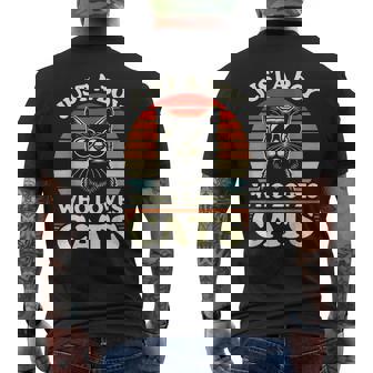 Cat Lover Just A Boy Who Loves Cats Men's T-shirt Back Print - Monsterry