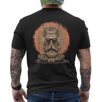 Cat Meditation Zen Buddha Hindu Buddhist Spirituality Men's T-shirt Back Print - Thegiftio UK