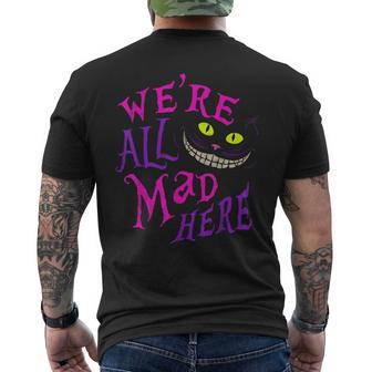 Cat With Mysterious Smile We’Re All Mad Here Halloween Men's T-shirt Back Print - Thegiftio UK