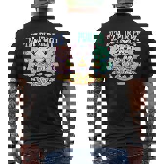 Cat Pizza Cute Kawaii Cats Eating Pizza Purrrrty Fun Pastel Men's T-shirt Back Print - Monsterry