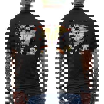 Cat Ramen Sushi Kitten Eating Noodles Sushi Japanese Anime Men's T-shirt Back Print - Monsterry