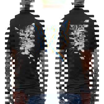 Cat Smoking Cigarette Cig Meme Men's T-shirt Back Print - Monsterry