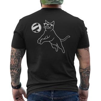 Cat Wearing Sunglasses Volleyball Cat Men's T-shirt Back Print - Thegiftio UK