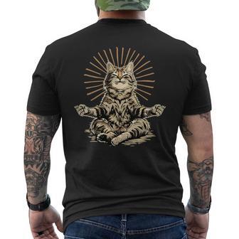Cat Zen Buddha Buddhist Yoga Spiritual Hindu Meditation Men's T-shirt Back Print - Thegiftio UK