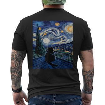 Cattarry Nightan Gogh Amante Dell'arte Del Gatto Divertente Gatto T-shirt da uomo con stampa posteriore - Novitaregali
