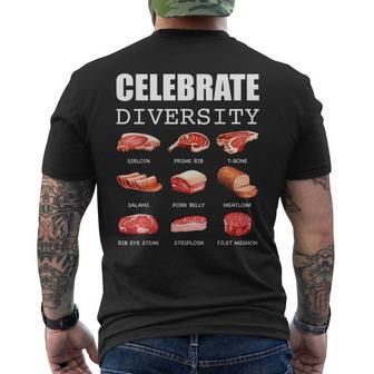 Celebrate Diversity Types Of Steak Lovers Steak Men's T-shirt Back Print - Thegiftio UK