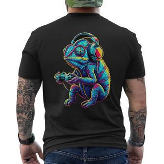 Chameleon Gaming Animal Video Games Chameleon Men's T-shirt Back Print - Thegiftio UK