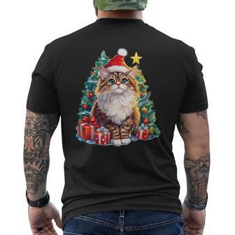 Chat De Noël Avec Bonnet De Noël- Chat Des Bois Norvégien T-shirt imprimé au dos - Cadeauxyz