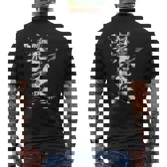 Chat Guitariste Électrique Guitare Rocktar Humour Chat T-shirt imprimé au dos - Cadeauxyz