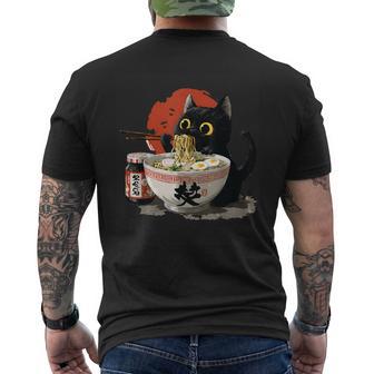 Chat Japonais Amusant Mangeant Des Nouilles Ramen T-shirt imprimé au dos - Cadeauxyz