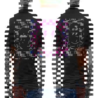 Checkered Lightning Bolt Eyes Happy Smiling Smile Face Peace Men's T-shirt Back Print - Thegiftio