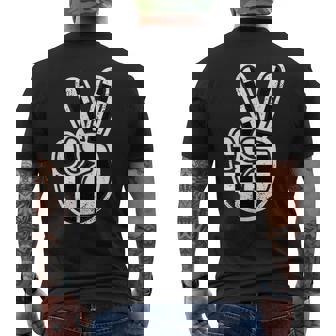 Checkered Peace Sign Hand Racing Flag Race Car Boys Toddler Men's T-shirt Back Print - Seseable