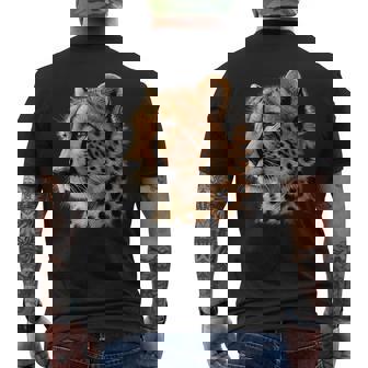 Cheetah Face Animal Men's T-shirt Back Print - Monsterry